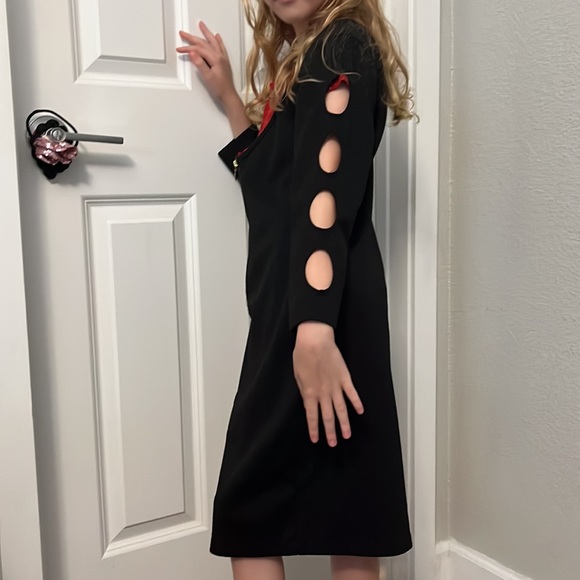 SEXY BLACK ⚫️COLD SHOULDER 👗 LOW CUT DRESS 💜 ZIPPERED LARGE - Picture 9 of 12